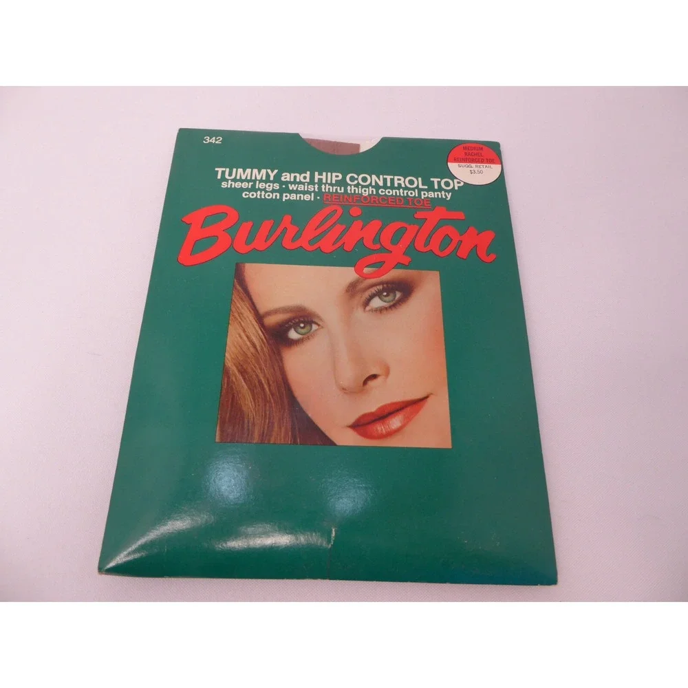 VTG Pantyhose Burlington 342 M Rachel Reinforced Toe Tummy Hip Control NEW